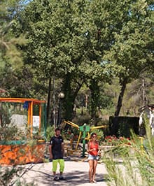 Het jeu-de-boules terrein op camping Le Parc in de Provence-Alpen-Côte d'Azur regio